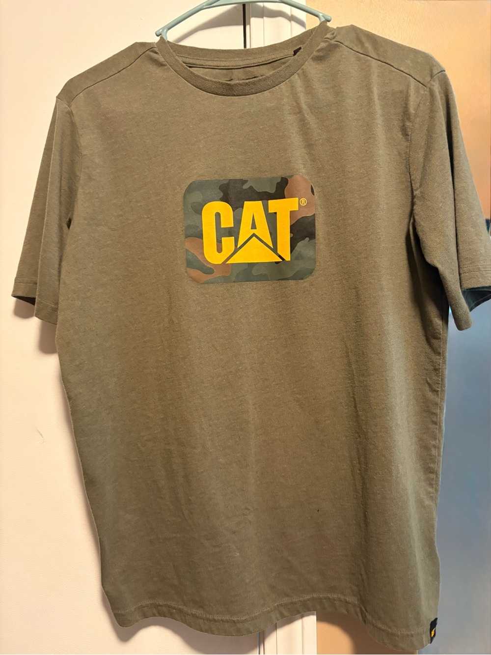 CAT Logo Olive Green Short Sleeve T-Shirt